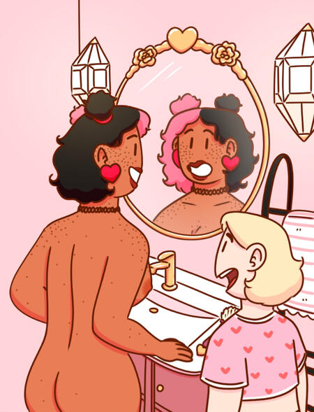(Human) Rose and Peach from my other webcomic, Glow Party!